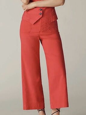 Anthropologie Maeve The Colette Cropped Wide Leg Pants Red NWT Size 23